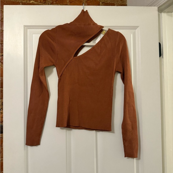 Zara Rust Ribbed Knit Top - Picture 3 of 6